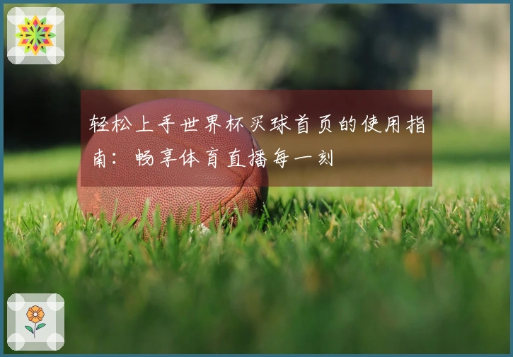 轻松上手世界杯买球首页的使用指南：畅享体育直播每一刻